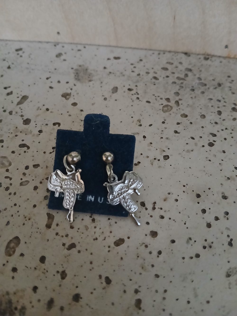 Small stainless steel Horse Saddle Charm Drop Earrings - Unbranded
